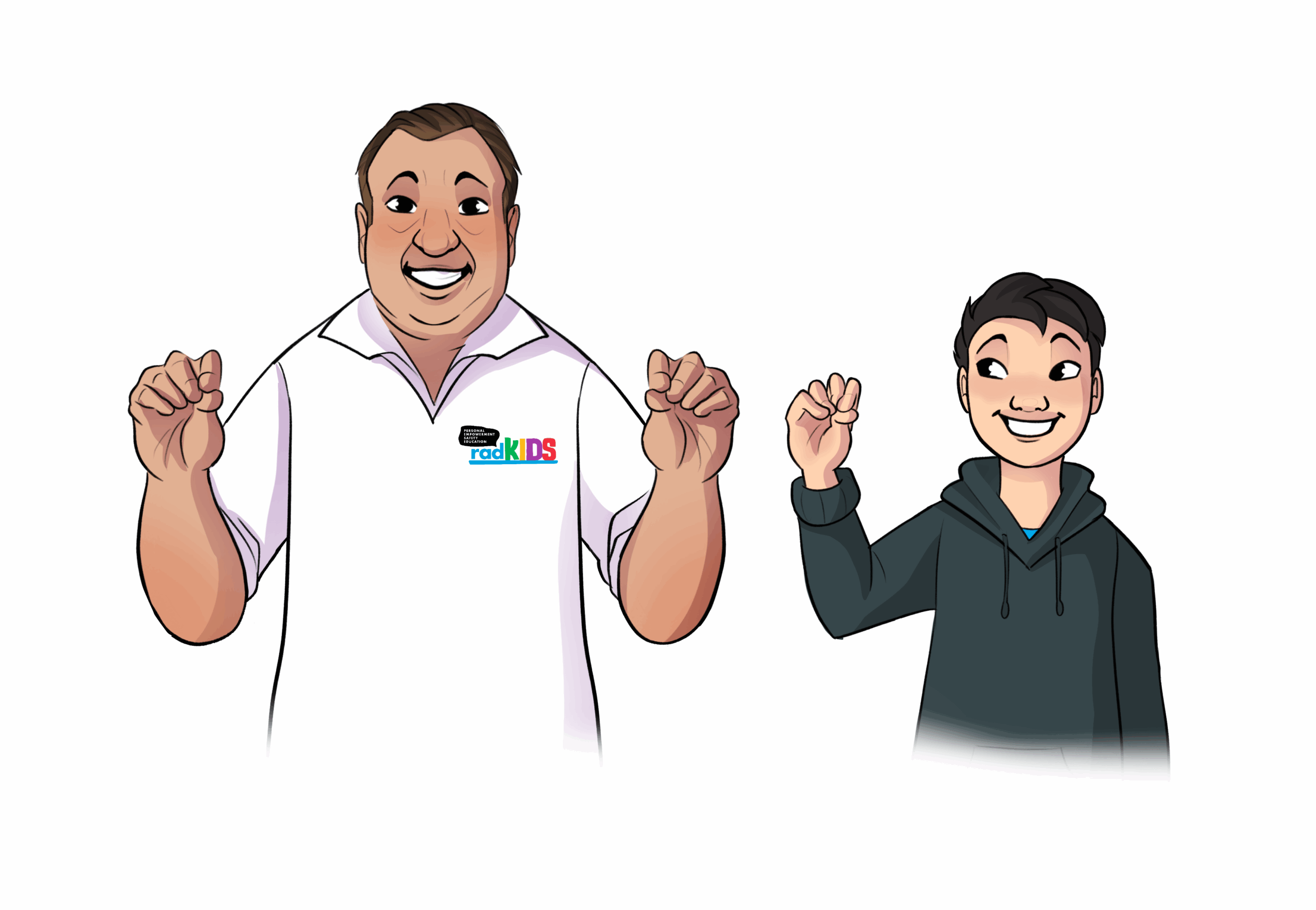 radKIDS instructors demonstrating a hand safety signal